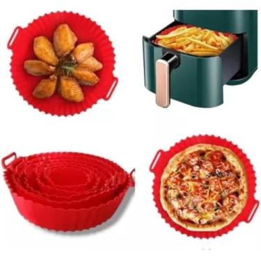 Imagem de Kit Com 6 Formas De Silicone Para Air Fryer Reutilizável Cesta Redonda Fritadeira Eletrica Universal Para Todos Os Modelos Antiaderente Com Alça Para Forno E Microondas