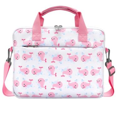 Imagem de Dadanism Bolsa de tablet para crianças, bolsa de transporte portátil de 12,5 polegadas com alça e alça de ombro, serve para o novo Fire HD 10 Kids (Pro) 13ª/11ª geração 2023/2021, baleia rosa