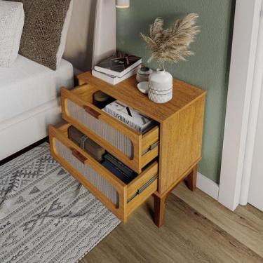 Imagem de mesa de cabeceira para quarto estilo retro santorini 60cm grande com 2