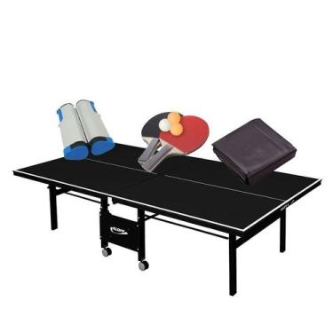 Imagem de MESA PING PONG 1084 PRETA KLOPF + Kit Completo 5091 + Capa Aberta