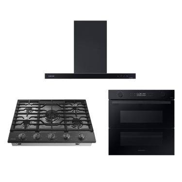 Imagem de Cooktop Black Inox 5 Queimadores Wi-Fi Dupla Chama + Kit de recirculação + Coifa Wi-Fi + Forno Elétrico Função Air Fry Wi-Fi 76L