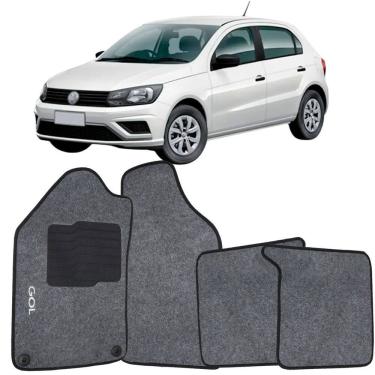 Imagem de Tapete Carpete Gol G6 G7 2012 à 2019 Grafite Logo Bordado Jogo 4 Peças Personalizado Automotivo
