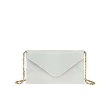 Imagem de COOLOYA Bolsa feminina de couro com aba quadrada para uso diário mini bolsa transversal à noite com alça de corrente, Branco, One Size, Macio