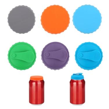 Imagem de 6 Peças Silicone Tampas para Latas de Refrigerante, Incluindo 3 com Furo para Canudo e 3 Totalmente Seladas Reutilizável Tampas latas de Refrigerante for Cerveja Suco e Bebidas (6 Cores)