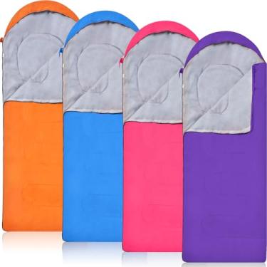 Imagem de Macarrie 4 sacos de dormir de acampamento de 0 graus a granel para adultos 4 estações, sacos de dormir para clima quente e frio com saco de compressão, leve, portátil, à prova d'água para mochilão