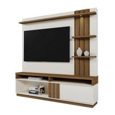 Imagem de Home Mariana com LED e 1 Porta Ripada para TV até 55 - Mobler, Off Whi
