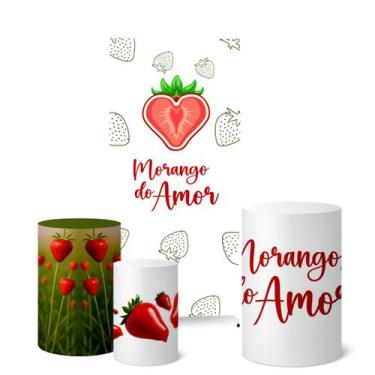 Imagem de Trio Capas Cilindro Painel Lateral 0,9x2,20m Morango do Amor - Fadrix,