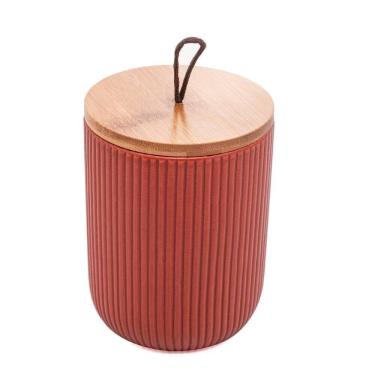 Imagem de Potiche De Cerâmica Terracota C- Tampa Bambu Lyor 12,5x10cm