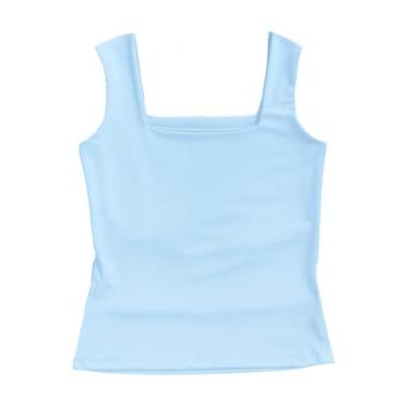 Imagem de Blusa Feminina Regata Decote Quadrado Reto Suplex - Blitz Feminina, Az