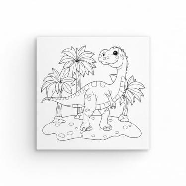 Imagem de Tela Para Pintura Infantil Colorir Pintar Arte Canvas 20x20cm (Dinossauro)