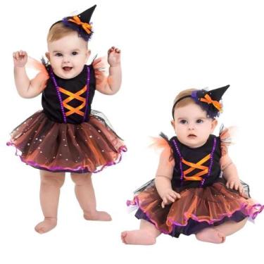 Imagem de Fantasia Bruxinha Bebe pra Festa de Halloween Com Chapeu - Fantasias C