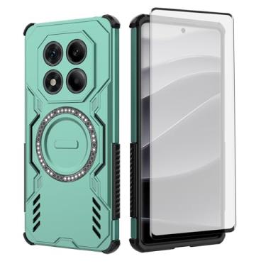 Imagem de Asuwish Capa de celular para Xiaomi Redmi Note 14 Pro 5G com protetor de tela de vidro temperado, capa magnética e proteção à prova de choque, fina, rígida, fina, resistente, acessórios para celular