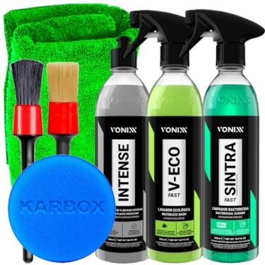 Imagem de Kit Lavagem a Seco V-Eco Fast Vonixx Limpador Multiação Sintra Fast Revitalizador de Plásticos Intense Pinceis Toalha