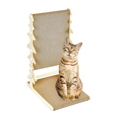 Imagem de Monday To Sunday Almofadas para arranhar gatos espinha de peixe com anéis de mastigar de madeira e corda de cânhamo e borla de sisal - arranhador de papelão ondulado para gatos | Móveis internos para