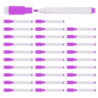 Imagem de YOKIVE 100 canetas marcadoras apagáveis a seco, canetas com tampa de borracha, ponta fina, tinta roxa, anotações, ótimas para escritório/casa/sala de reuniões (brancas)