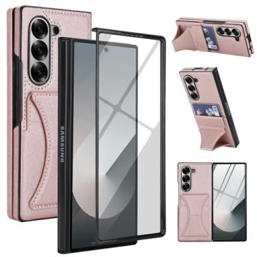 Imagem de Capa de telefone para Samsung Galaxy Z Fold 7 Capa carteira com proteção de tela e câmera alça de cordão transversal suporte para cartão de crédito suporte de couro celular ZFold Z7 G Fold7 7Z