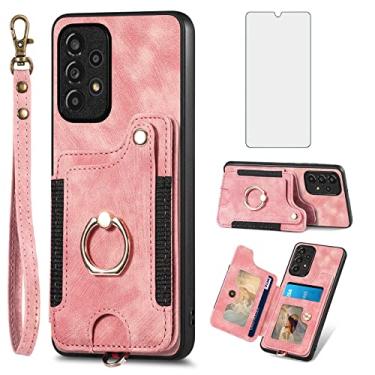 Imagem de Asuwish Capa de telefone para Samsung Galaxy A53 5G capa carteira com protetor de tela de vidro temperado e alça de pulso RFID suporte de cartão de crédito anel suporte A 53 G5 53A SM A536U 6,5