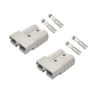 Imagem de Makufitcar 2 pacotes de bateria cinza 50A conector rápido desconexão cabo jumper conector plugue com 4 peças 6AWG teminais para sistemas de reboque de empilhadeira de reboque de guincho