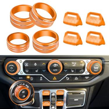 Imagem de 8 peças de capas de botão para acessórios Jeep Wrangler JL JLU 2018-2024 2025 & Gladiator JT 2020-2024 2025 janela interruptor botão tampa volume rádio sintonia ar condicionado tampa do botão do farol