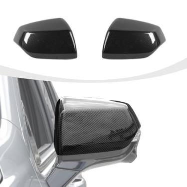 Imagem de RAZPOY Capa de espelho retrovisor lateral compatível com Chevy Silverado EV & Suburban & Tahoe e GMC-Yukon e GMC-Sierra EV e Cadillac Escalade 2020-2025, fibra de carbono