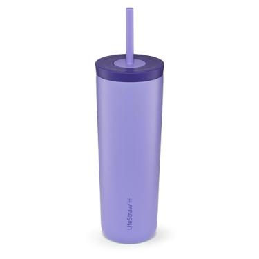 Imagem de LifeStraw Go Series – Copo de filtro de água de aço inoxidável isolado de parede dupla, roxo cardo, projetado para uso diário, remove bactérias, parasitas, microplásticos e melhora o sabor