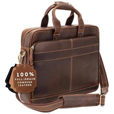 Imagem de Bolsa, Maleta de Couro Masculina para Laptop, LUXORRO, Marrom