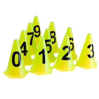Imagem de 10 Cones Numerados 24Cm P/ Treinamento Ax Esportes Amarelo