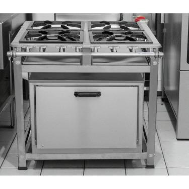 Imagem de Fogão Industrial 4 Bocas P8 em Aço Inox com Forno Leona