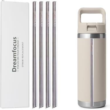 Imagem de Dreamfocus Palha de metal de aço inoxidável de substituição para garrafa de canudo YETI RAMBLER 510 g pacote com 4
