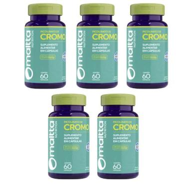 Imagem de Kit 5 Picolinato de Cromo 5x60 Cápsulas Maltta, Sem sabor