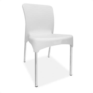 Imagem de Cadeira Plástica Sec Line Branca Com Pés Em Alumínio