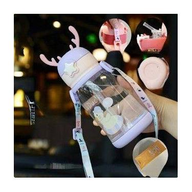 Imagem de 600ml Garrafa De Água Infantil Alce Portátil Criança Garrafinha - NoBr