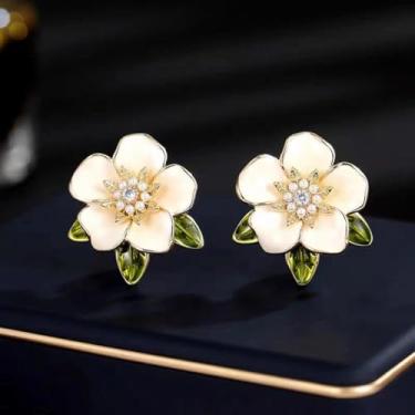 Imagem de 1 peça Flor de Gardênia Branca Broche de Sensação de Alta Qualidade Broche Bonito Gardênia Acessório de Flor de Peito Adequado para Combinação Diária