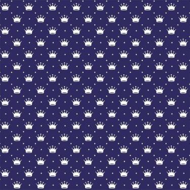 Imagem de Tecido Tricoline Mini Coroas Fundo Marinho - Peripan - 50 cm x 150 cm 