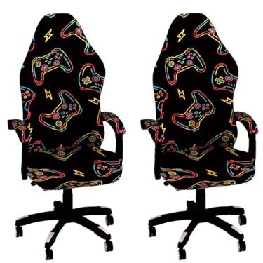 Imagem de Lzyjckh Capas para cadeiras gamers, Capa grossa para assento de escritório com encosto alto Protetor elástico removível e lavável para cadeira de escritório e computador,A,2 pack