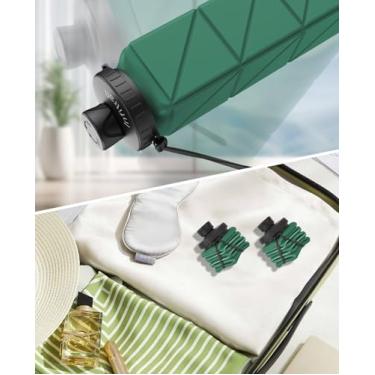 Imagem de Garrafas de água dobráveis, sem BPA, à prova de vazamento, garrafa de água dobrável de silicone de 584 g para academia, viagem, acampamento, caminhada, corrida, esportes, verde-escuro