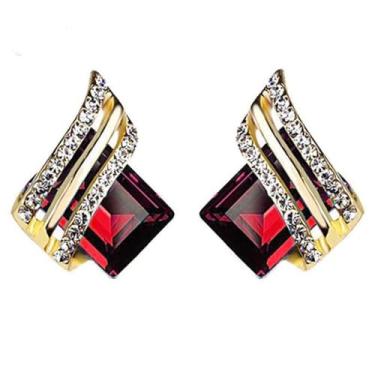 Imagem de Brincos banhados a ouro, quadrilátero, zircônia cúbica, design de asa na moda, para mulheres, casamentos, noivas, festas noturnas, uso diário, joia leve, brinco, presente para ela, 2inch, Cobre, Sem