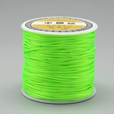 Imagem de 1 rolo de fio de nylon de 1 mm, cordão de cetim para fazer você mesmo, cordão de nylon para colar, pulseira, joias, artesanato feito à mão, 70 m)/rolo (verde gramado)