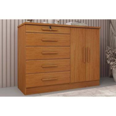 Imagem de Cômoda Casal Istambul C- 2 Portas E 5 Gavetas Cinamomo - Tcil Móveis