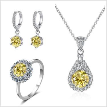 Imagem de Conjunto de Joias com Charme Moissanita - Prata Esterlina 925 - Anel, 