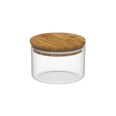 Imagem de Pote Hermético Redondo Tampa Bambu P/ Mantimentos 450ml Ou