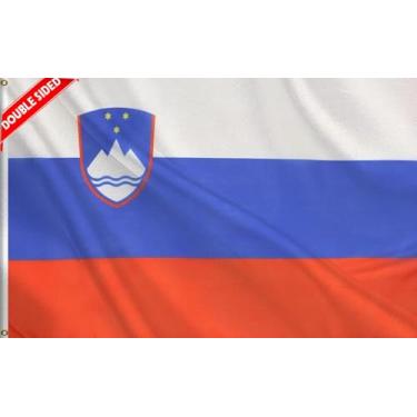 Imagem de HVATLTL Bandeira de barco da Eslovênia com 3 camadas dupla face, 30 x 45 cm, nylon 220D resistente, cores vivas, bandeiras náuticas eslovenas com 2 ilhós de latão para barco, quadriciclo, caminhão