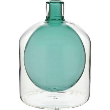 Imagem de Vaso Decorativo Enfeite Casa Garrafa Vidro 17x15x15cm Cinza