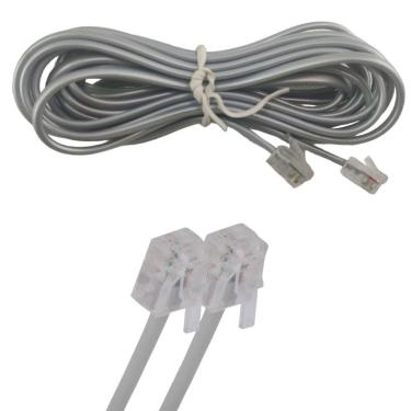 Imagem de Fio Telefonico Rj11 Cabo 3 Metros Telefone Fixo Fax Extensao