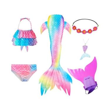 Imagem de Fantasia De Sereia Para Meninas Com Cauda E Monofin, Cosplay De Ariel,