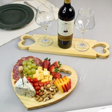 Imagem de Kit Tabua de Coração Grande Madeira Frios Petiscos Porção Fondue Doces Mesa Posta Presente Namorados