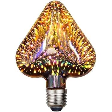 Imagem de Lâmpada de fogo de artifício 3D, lâmpada LED E27 AC 85-220V 4W G95 Retro Edison Starry para decoração de Natal (coração)