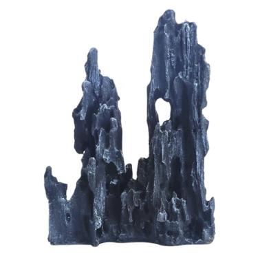 Imagem de Saim Decorações de aquário grandes e altas, ornamento de vista de montanha, modelo de paisagem aquática de aquário para peixes dourados, esconderijo de caverna de esconderijo de ciclídeos Betta