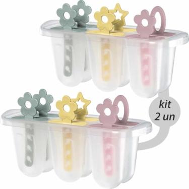 Imagem de Kit Formas De Picolé Com Palitos Molde Picoleteira 12 Cavidades Forminha