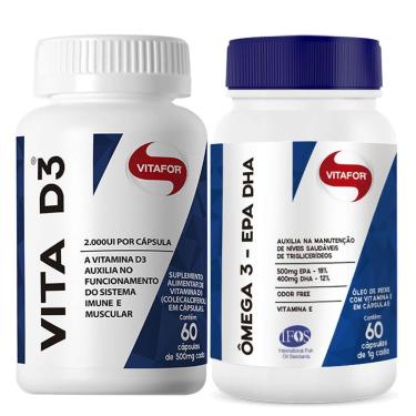Imagem de Omega 3 EPA DHA (Omegafor) - 60 Cápsulas + Vita D3 - 60 Cápsulas - Vitafor-Unissex